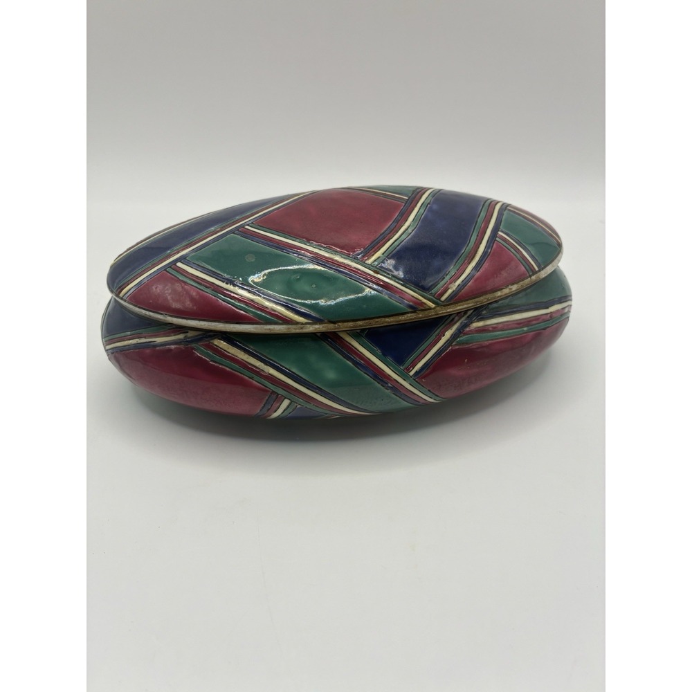 The Oklahoma Importing Co. Southwestern Geometric Style Trinket Box Oval Dish